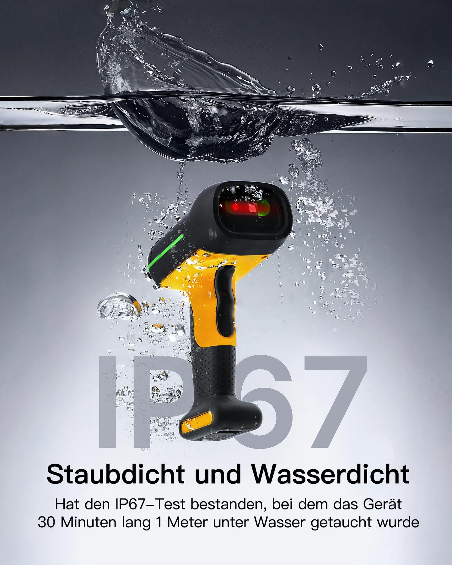 Inateck BCST-75S Industrial 2D Barcode Scanner Kabellos, IP67, 2600mAh Akku