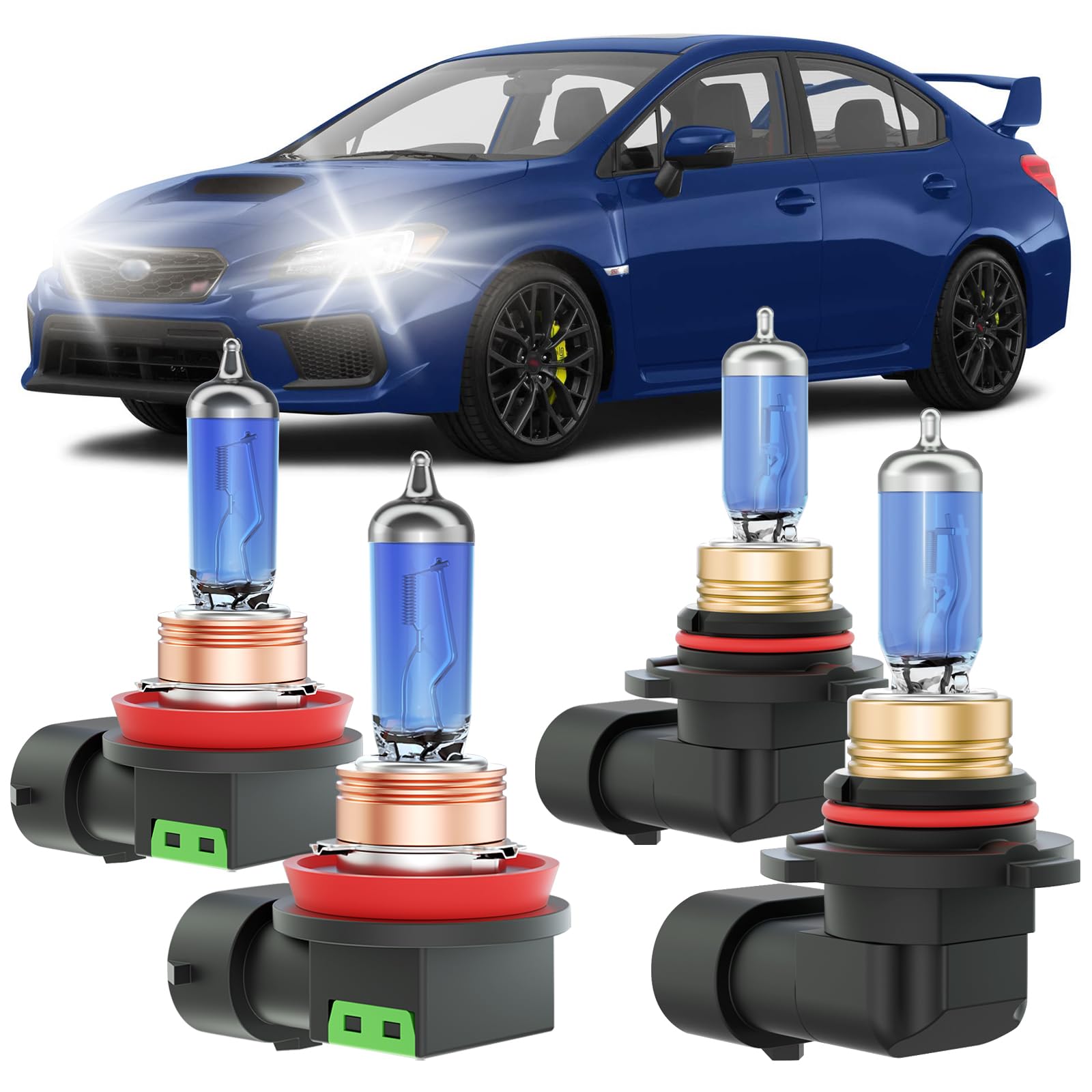 XFLHEHD Fits for 2015-2021 Subaru WRX Halogen Headlight Bulbs Combo, Ultra Bright 5000K White High Low Beam Headlight Bulbs, Plug and Play, 4 Pack