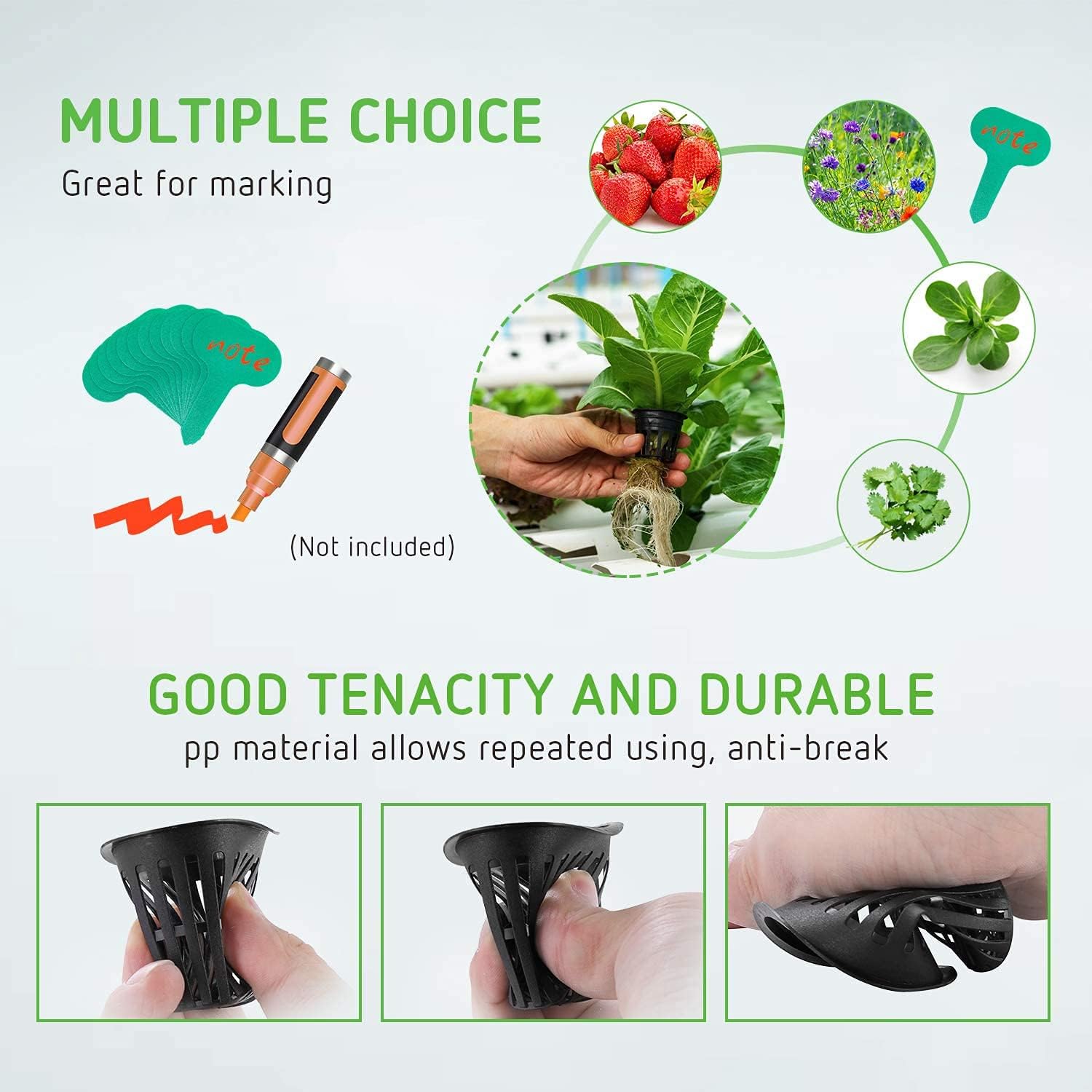 VIVOSUN 12 Pack 4 Inch Net Pots Heavy Duty Net Cups with 12 Pcs Plant Labels