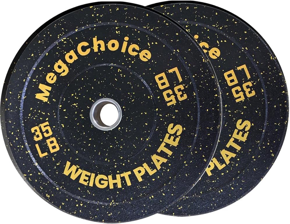 Crumb Rubber Bumper Plates Set 2-Inch – High-Density 10/15/25/35/45 Lbs Pairs, Color-Coded Weight Plates for Weightlifting & Home Gym, Shock Absorbing and Noise Reducing Rubber Weight Plates