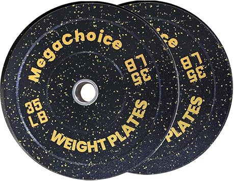 Crumb Rubber Bumper Plates Set 2-Inch High-Density 35 Lbs Pairs, Color-Coded Weight Plates for Weightlifting & Home Gym, Shock Absorbing and Noise Reducing Rubber Weight Plates