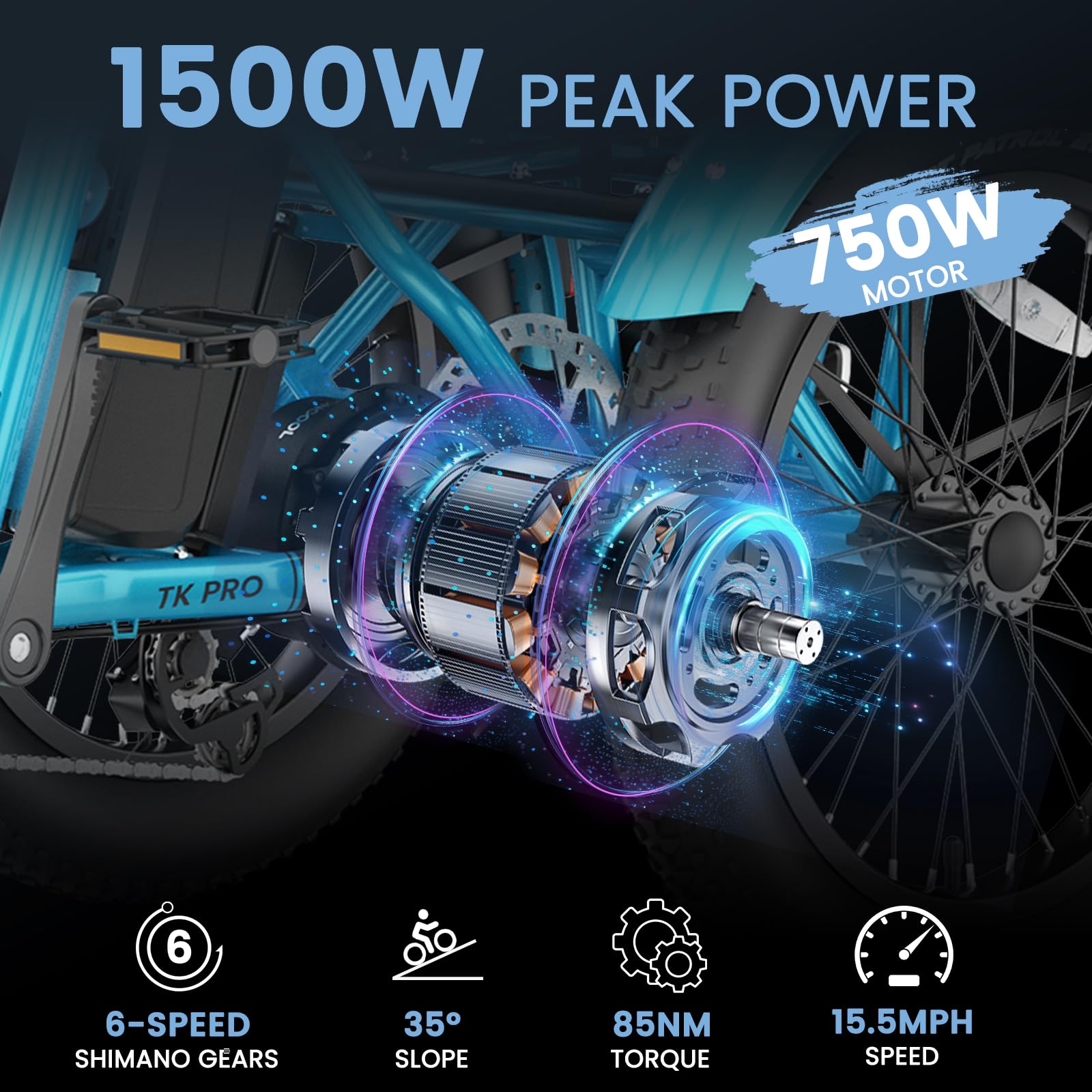 MOONCOOL Electric Tricycle for Adults, 500W/750W 48V Folding Electric Trike Peak Power 1100W, 20"x3.0" Fat Tire 3 Wheel Ebike, Aluminum Adult Tricycle with Removable Battery, Rear Differential