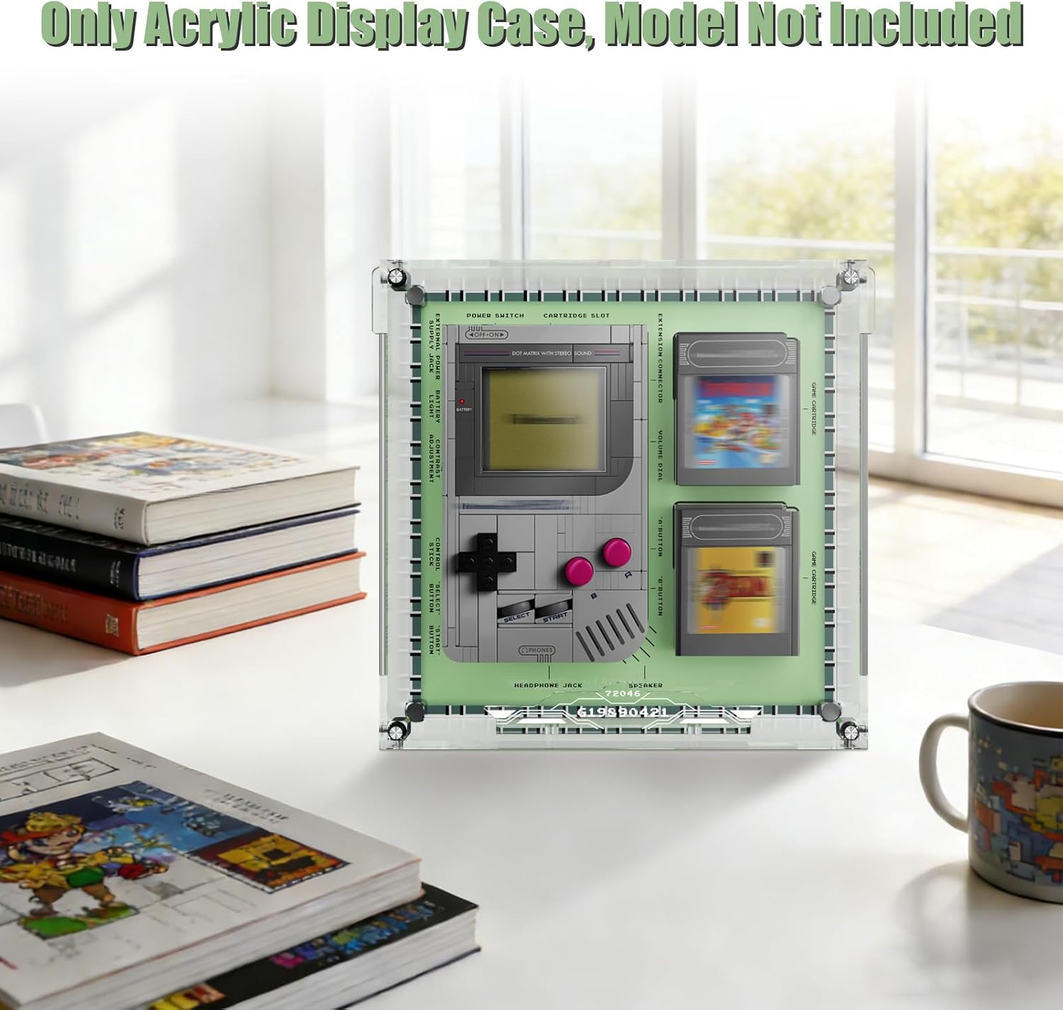 Acrylic Display Case Compatible with Lego Super Mario 72046 Game Boy, Wall Mount & Tabletop Storage Box with Magnetic Door, Transparency Acrylic Dust-Proof Cover for Collectors (Model not Included)