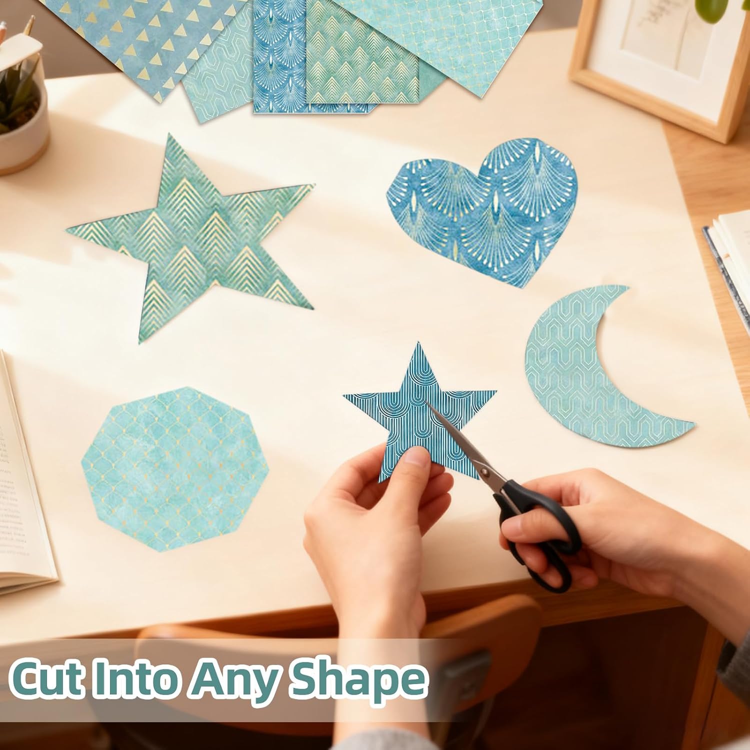 Scrapbook Paper 12×12, 24 Sheets Blue Pattern Scrapbooking Paper
