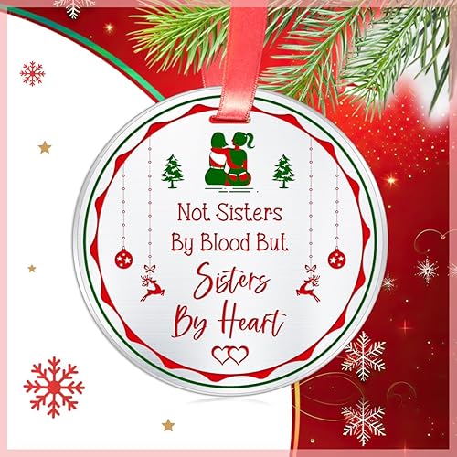 Miniatura 2 de Adorno de Navidad de regalo para mejores amigas, no hermanas de sangre, sino hermanas de corazón, larga distancia para mejores amigas, hermanas del