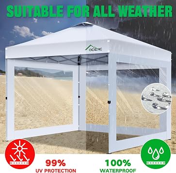 ACEPIC 10x10ft Clear Sidewalls for Canopy,Black(3PCS, No Frame or Top)