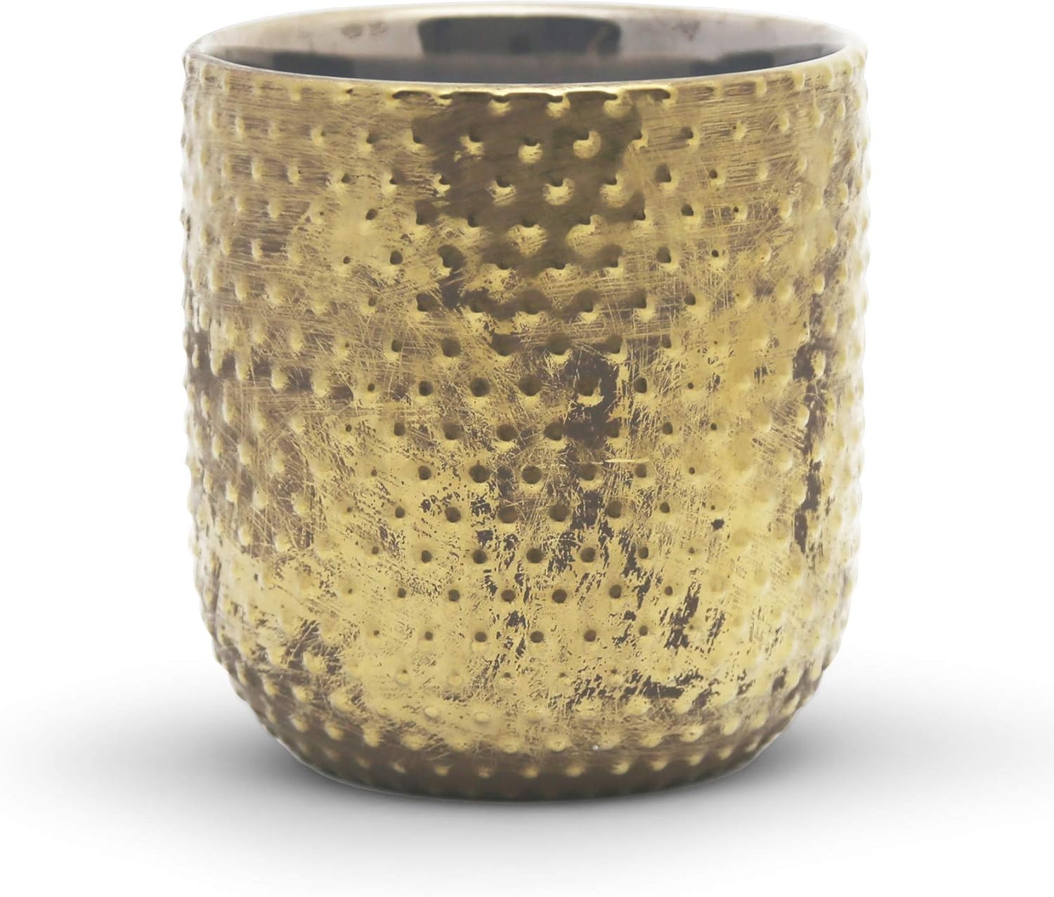 WGV Ceramic Vase, Width 7.3", Height 6.7", Spike Antique Pot, Gold with Dot Pattern Shiny Planter for Wedding Event Office Home Decor, 1 Piece