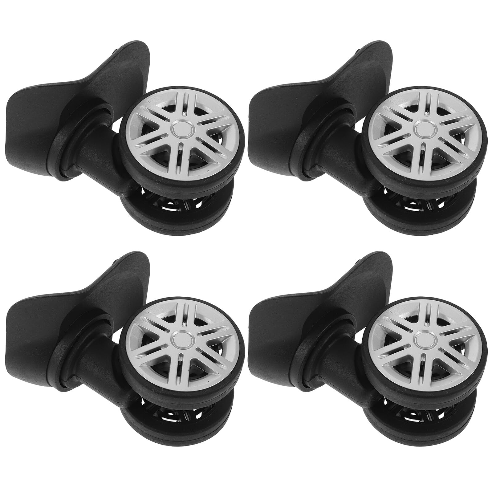 GYRAZXS Heavy Duty Silent Swivel Casters - 4 Pairs Rubber Luggage Wheels for Travel Cases Trunk Trolleys & Shopping Carts - Smooth Rotation Replacement Wheels