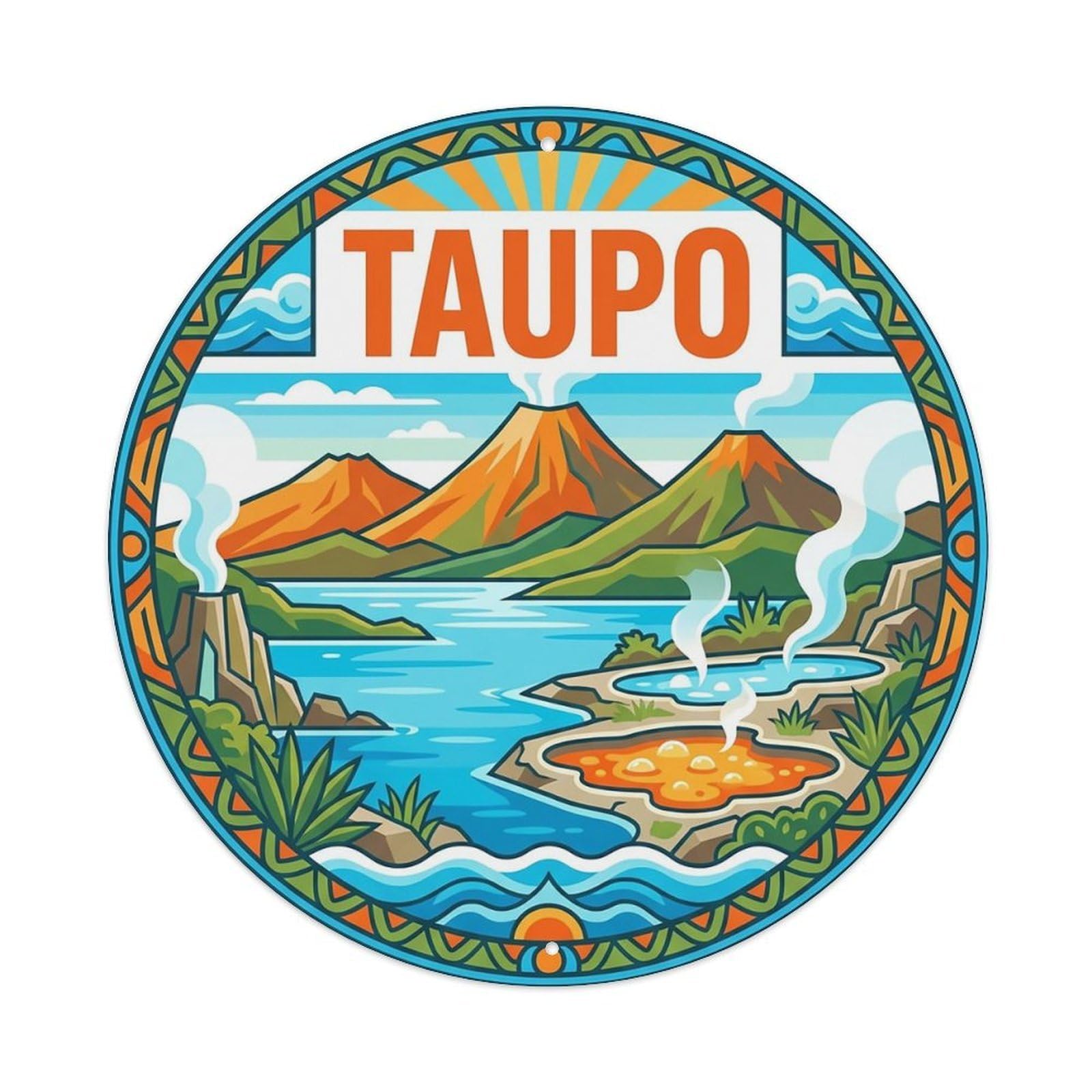 New Zealand Vintage Travel Taupo Metal Tin Sign