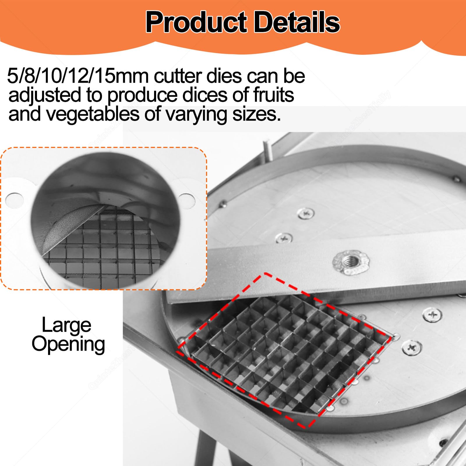 Dicer Commerciale Frutta Verdura,Macchina Acciaio Inossidabile Tagliatrice Cubetti,Affettatrice Automatica Cipolle,Calibro 7 Cm,per Carote,Cetrioli,Prosciutto,Patate 15mm