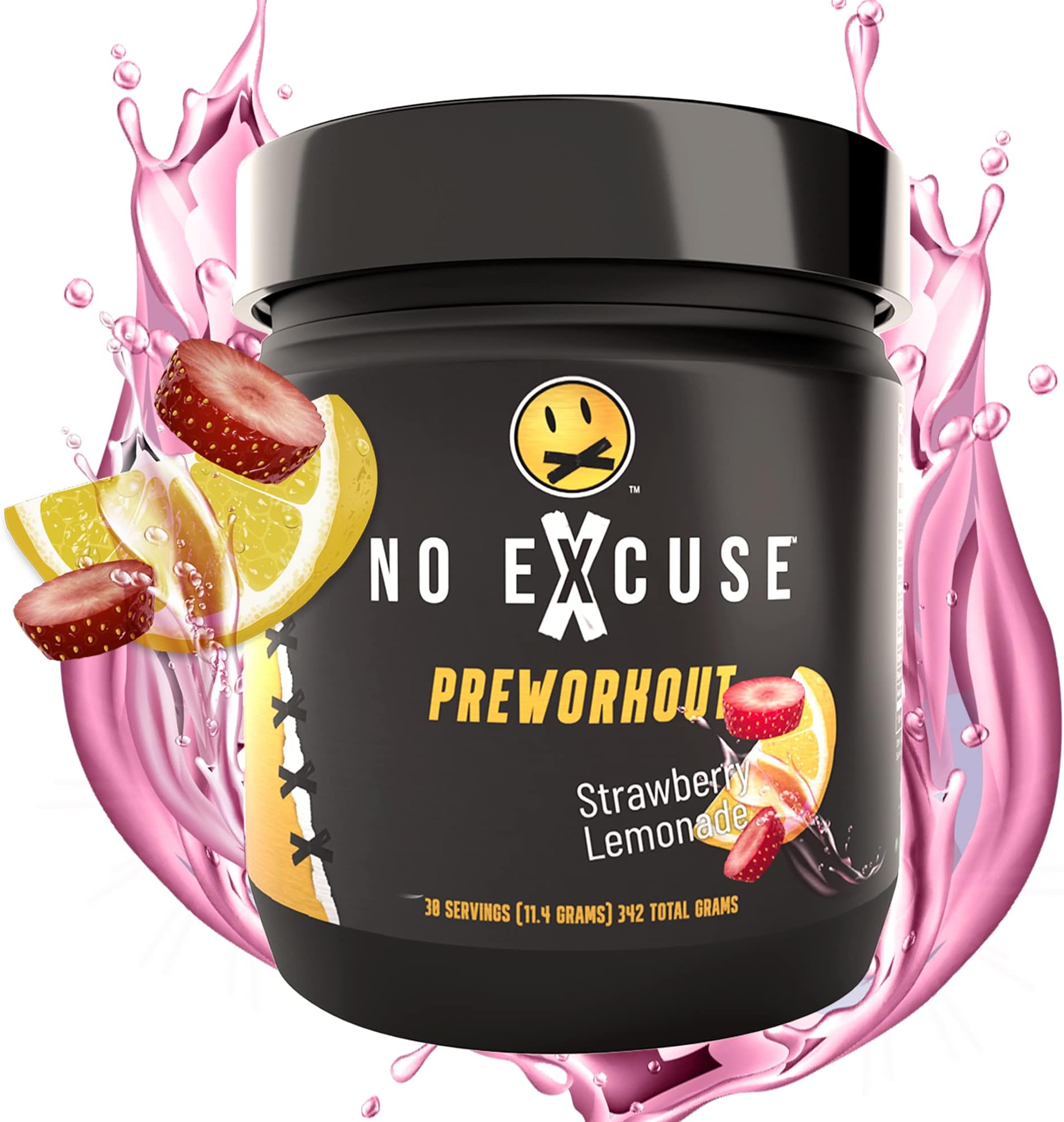 No Excuse Pre Workout Powder | Highly Regarded Pre-Workout Supplements, Rise Pre Workout Men & Women for Weight Loss, Pre Workout Drink, Natural Preworkout Powder, Strawberry Lemonade 30 Servings,11gm