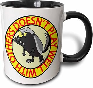 3dRose Honey Badger Doesnt Play Well with Others-01 11oz Two-Tone Black Mug