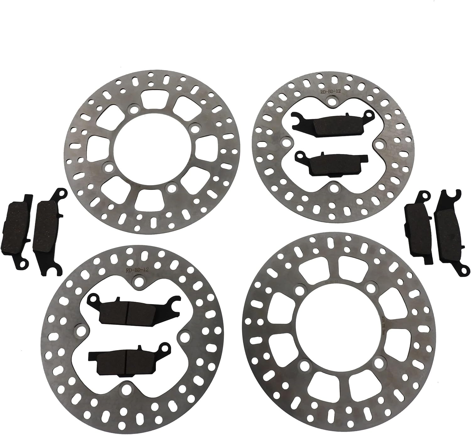 Front & Rear Brake Pads & Brake Rotors fits 2007-2013 Yamaha 700 Grizzly YFM700
