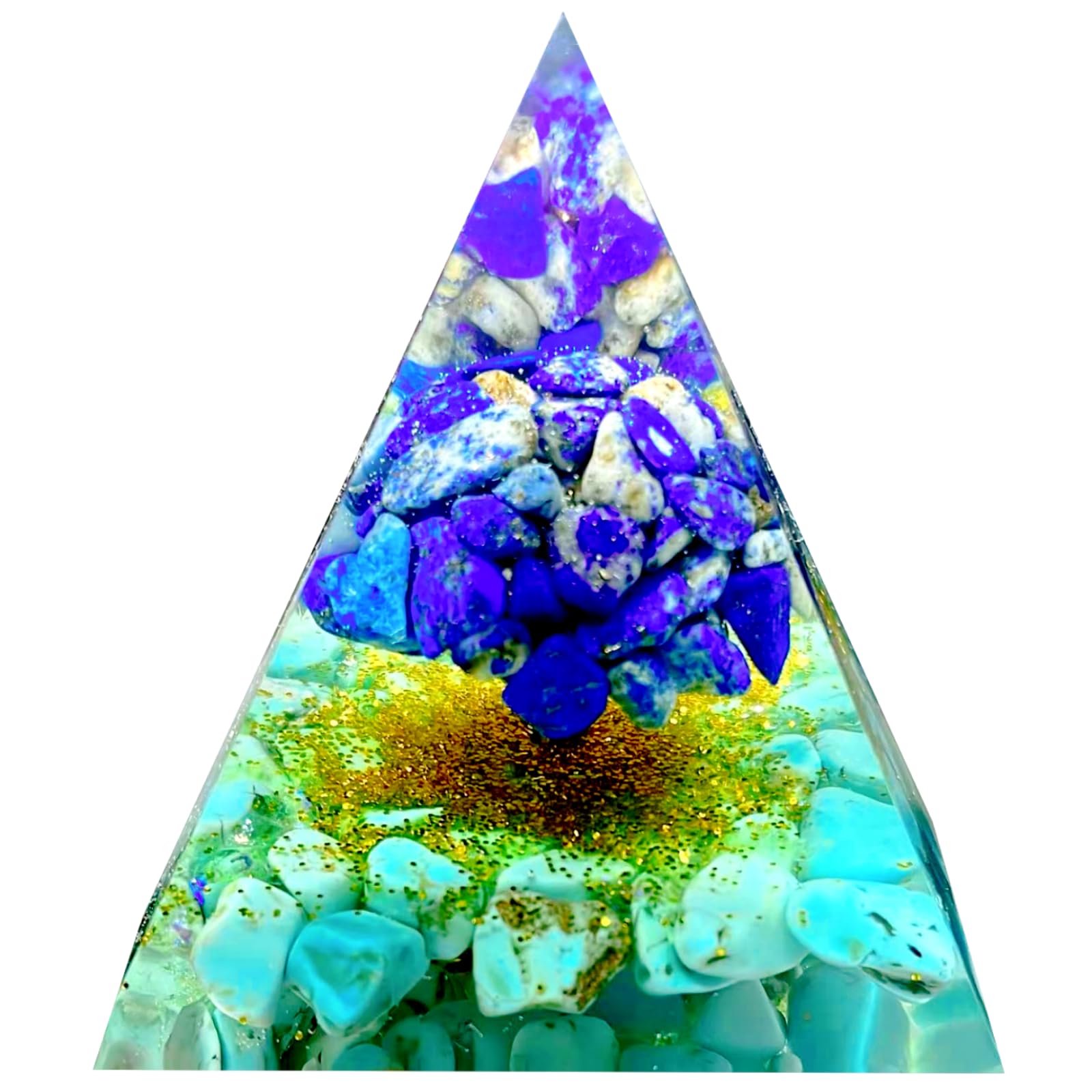 Bijoux de cristal Arbre de vie Pyramide d'Ogoni,Pyramide cristals Guérison Ogonite Turquoise Lapis-lazuli,Utilisé pour réduire le stress équilibrer les chakras Méditer pour attirer la chance