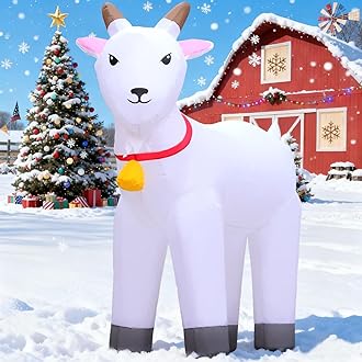 DomKom 6FT Goat Inflatables Christmas Spring, Farm Ranch Blow up Animals Cute, Decorations Outdoor Yard Built-in LED Lights Big Large Decor Party Farm Lawn Holiday Outside