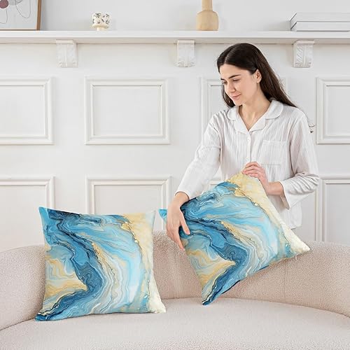 Miniatura 4 de Funda de almohada para niños con estampado de mármol, funda de almohada metálica de doble cara de arte fluido con tinta, decoración del hogar retro