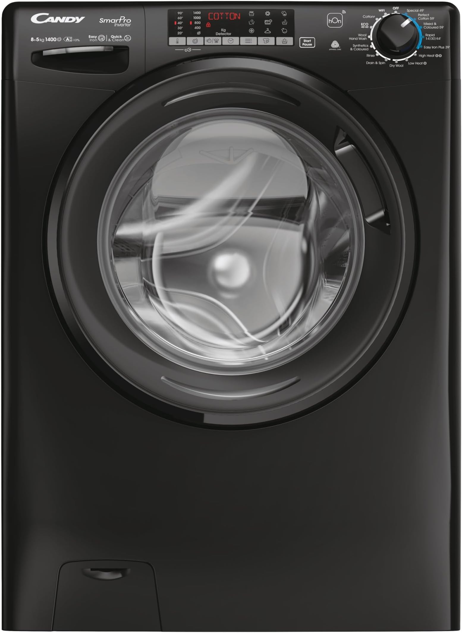 Candy CSOW4856TWMBB680 Freestanding Washer Dryer with LED Display, 8 or 5kg Load, 1400RPM, Speed Driver Motor, Black, D or A Rated