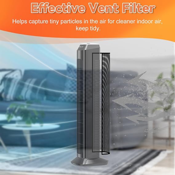 GCGOODS Tower Fan Air Filter, Easy Air Flow Tower Fan Filters, Washable & Cuttable Design Air Filter for Tower, Compatible with Most Sizes Tower Fans, 39 x 55 inch, Black