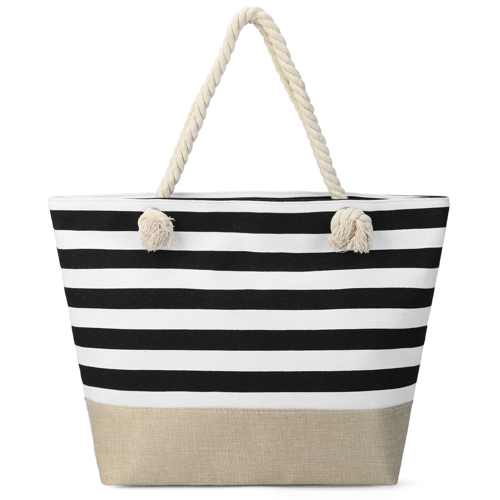 NEOOEN Beach Bags for Women Large Waterproof Tote Bag with Zipper Lightweight Canvas Reusable Grocery Shopping Shoulder Bag