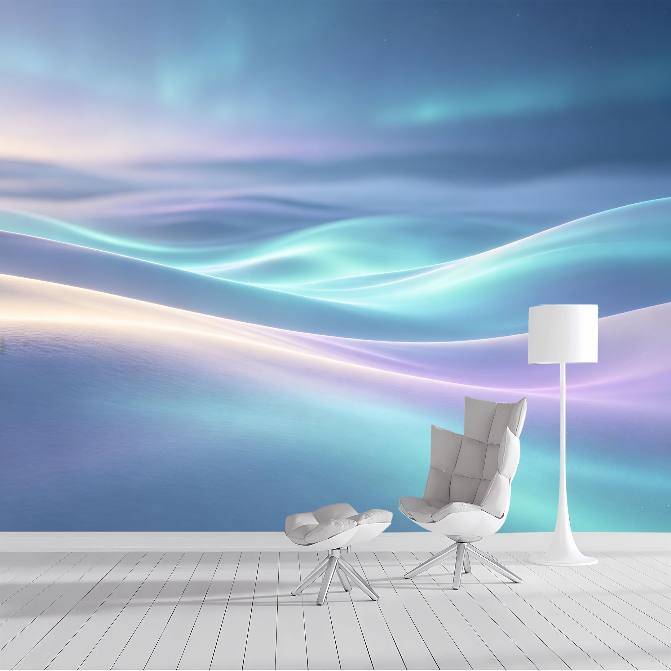 Custom Size Wall Mural Aurora Borealis Arctic Landscape Abstract Light Luxury Watercolor SelfAdhesive Wall Fabric Removable Peel and Stick Wallpaper for Living Room Bedroom Bathroom