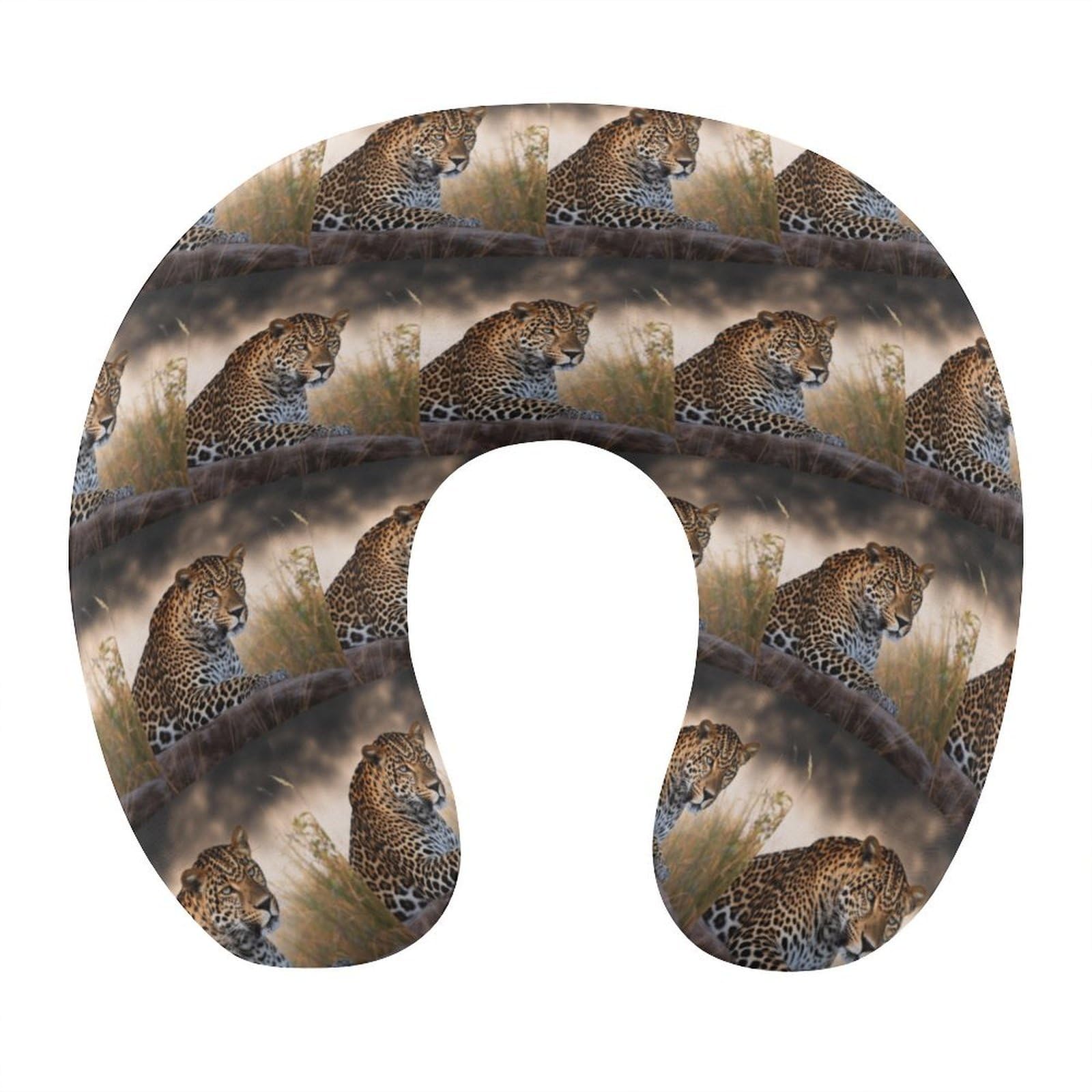 VstaDank African Animal Leopard Neck Pillow Memory Foam Sleeping U Shaped Pillows Cooling Travel Head Support Pillows Super Lightweight Portable Airplane Pillow for Car Office Rest