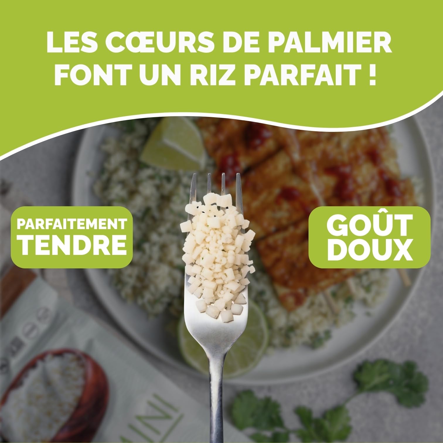 PALMINI Riz - Cœurs de palmier – Vegan | Sans OGM – Faible en calories – Faible en glucides – Keto – Sans Sucre – Casher – 338g | (Pack de 6)