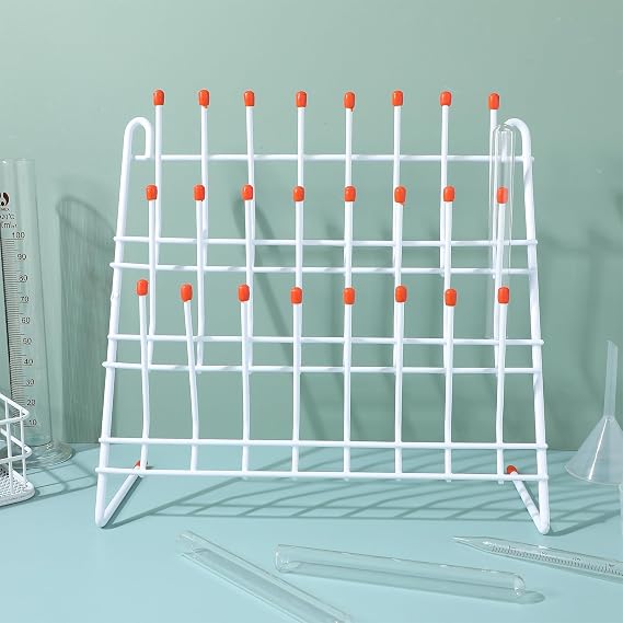 Baluue Laboratory Beaker Drying Holder Test Tube Drying Rack Metal Tube Draining Rack for Glassware Lab Equipment Laboratory Supplies Organization 11.81 X 11.81 X 4.52 in