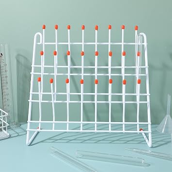 Baluue Laboratory Beaker Drying Holder Test Tube Drying Rack Metal Tube Draining Rack for Glassware Lab Equipment Laboratory Supplies Organization 11.81 X 11.81 X 4.52 in
