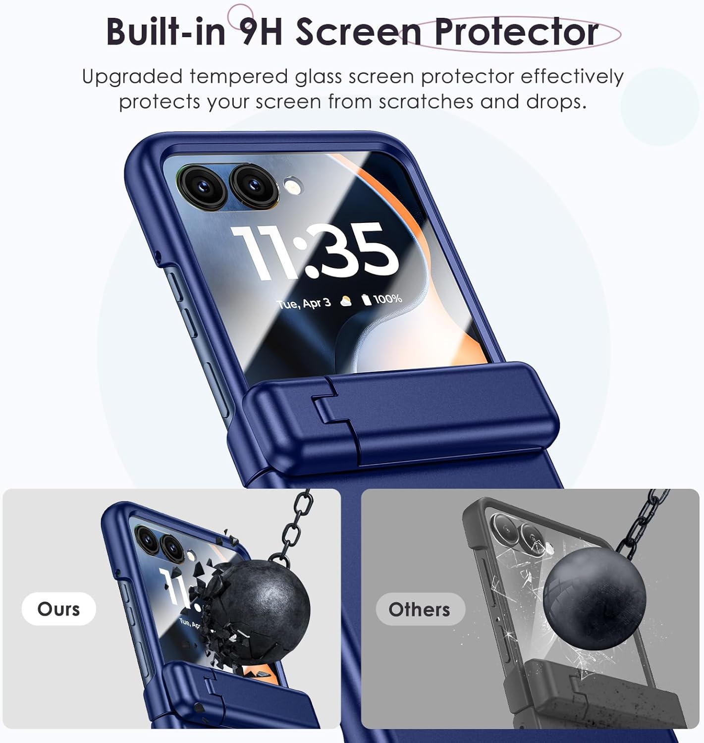 Maxdara for Motorola Razr 2025/2024 Magnetic Case with Kickstand, [Compatible with MagSafe] [Built-in Screen Protector] [Hinge Protection] Phone Cover for Moto Razr 2025/2024, Blue