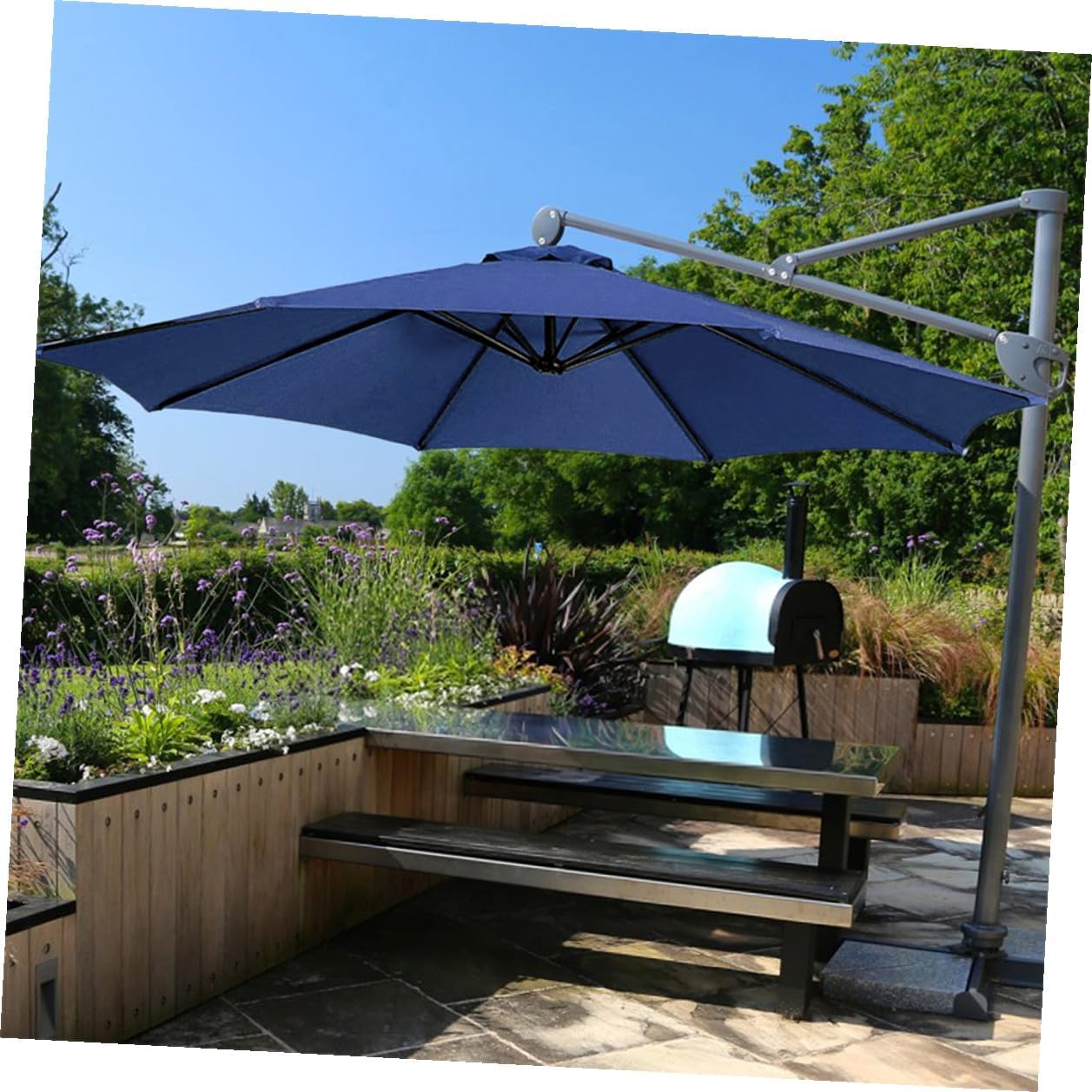 Replacement Canopy Umbrella Fabric for Patio 2.7m 8-rib Garden Outdoor Sunshade Umbrella Cover Polyester Cloth Waterproof UV Protection