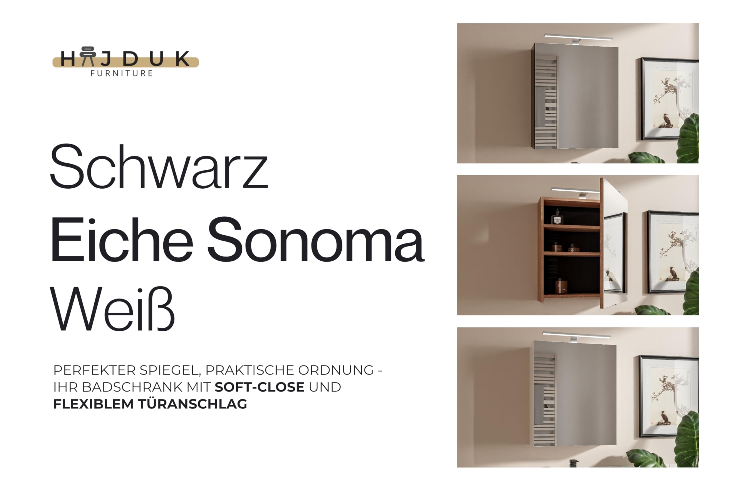 Szafka Łazienkowa LED Biała Mat Wisząca z Lustrem - 50x60x18,7 cm - Funkcja cichego domykania - Szafka ścienna z oświetleniem LED 4000 k do łazienki Wodoszczelność IP44