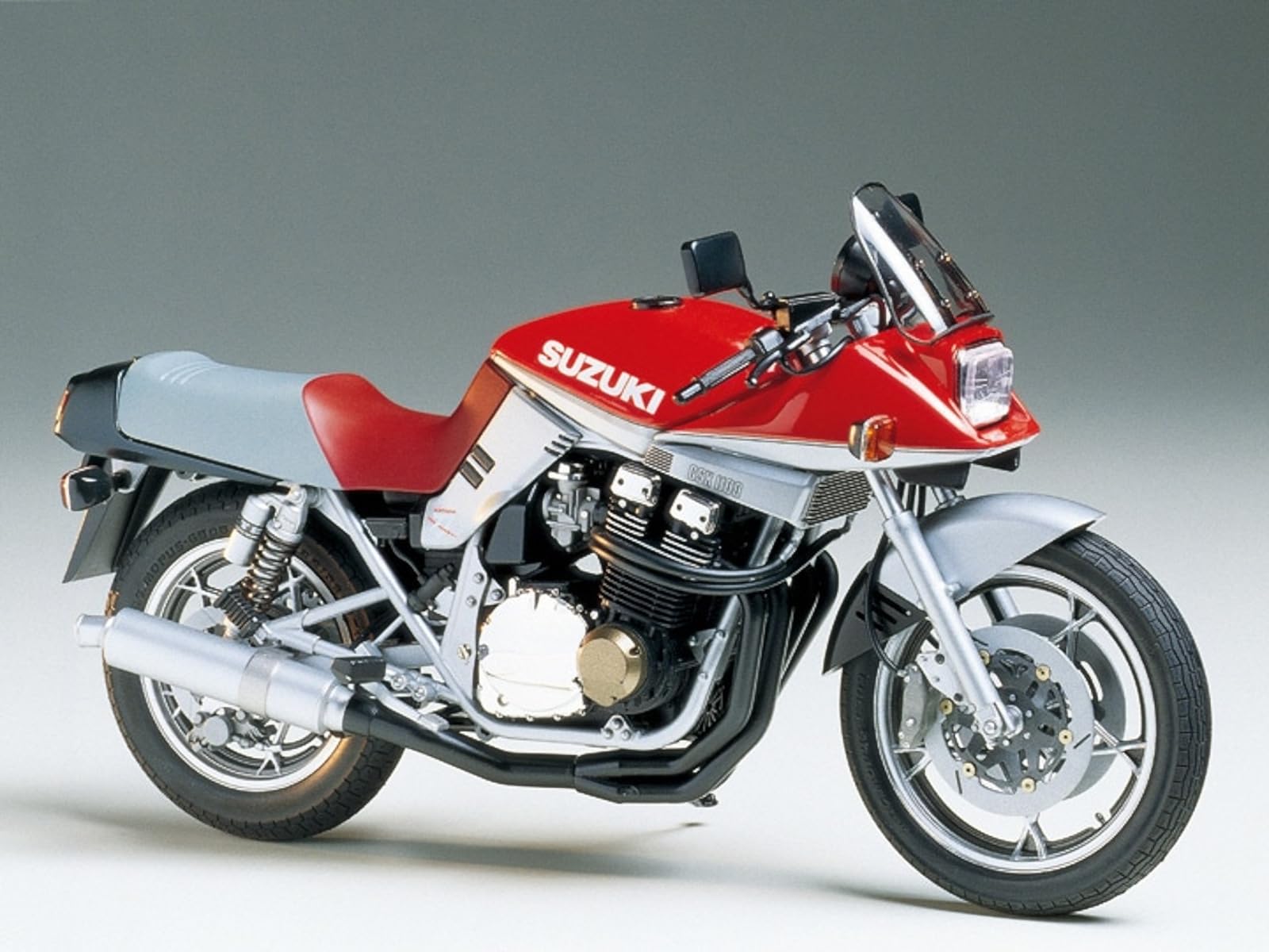 Tamiya 300014065-1:12 Suzuki GSX1100 Katana Custom Tuned, Rosso, Nero, Argento