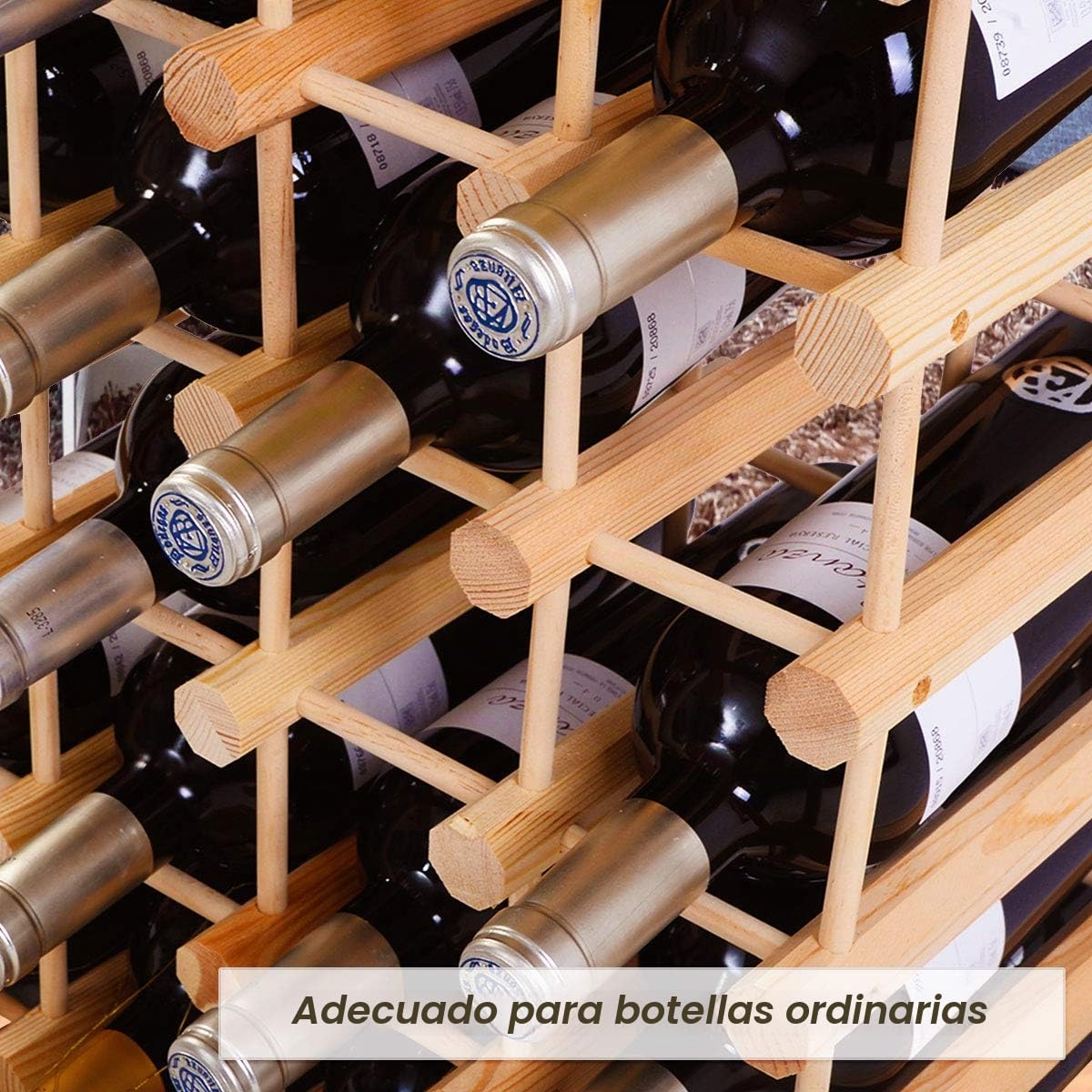 GOPLUS 36 Botellas Estantería para Vino, Botellero Modular Gran Capacidad de Madera de Pino, 85 x 44 x 24 CM
