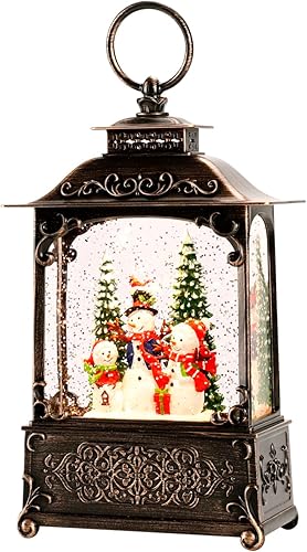 Miniatura 10 de Decoraciones navideñas, lámpara de globo de nieve de Navidad con purpurina y música y temporizador, lámparas de Navidad USB alimentadas por Pueblo