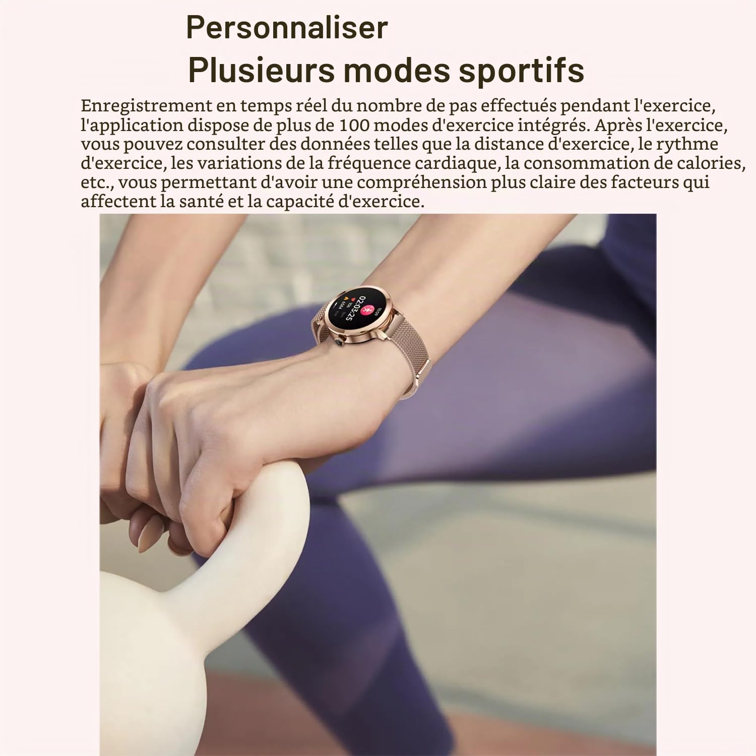 Montres Connectées Femme avec Tension Artérielle/Réponse aux Appels/Rythme Cardiaque/Pas/Sommeil/Multisports/Étanche IP68, Tracker Fitness 1,19" pour iOS Android (Argenté)