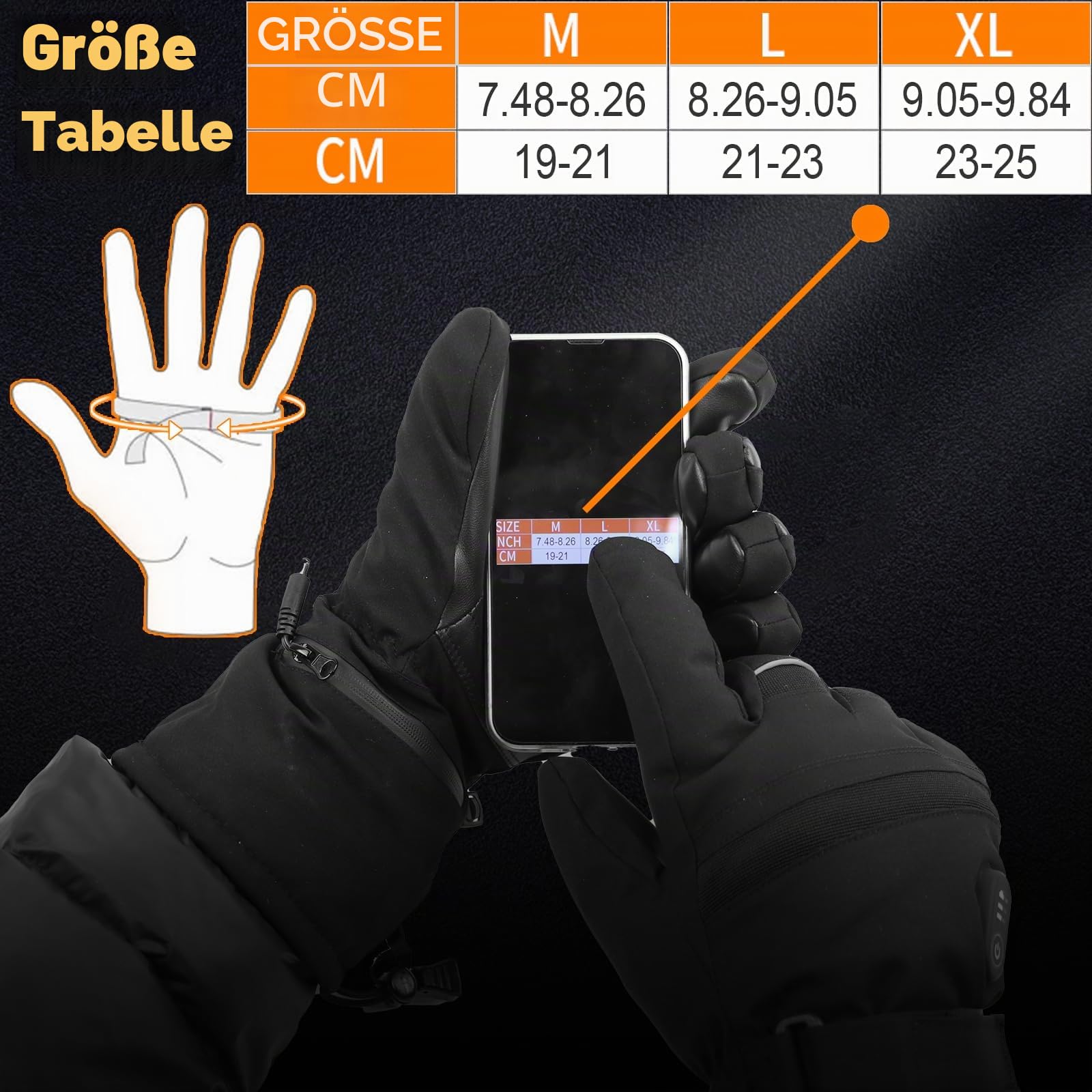 Gokozy Beheizbare Handschuhe für Herren Damen mit 5000 Akku Skihandschuhe 3 Heizstufen, Handwärmer für Wintersport & Wandern, Weihnachts- und Thanksgiving-Geschenk