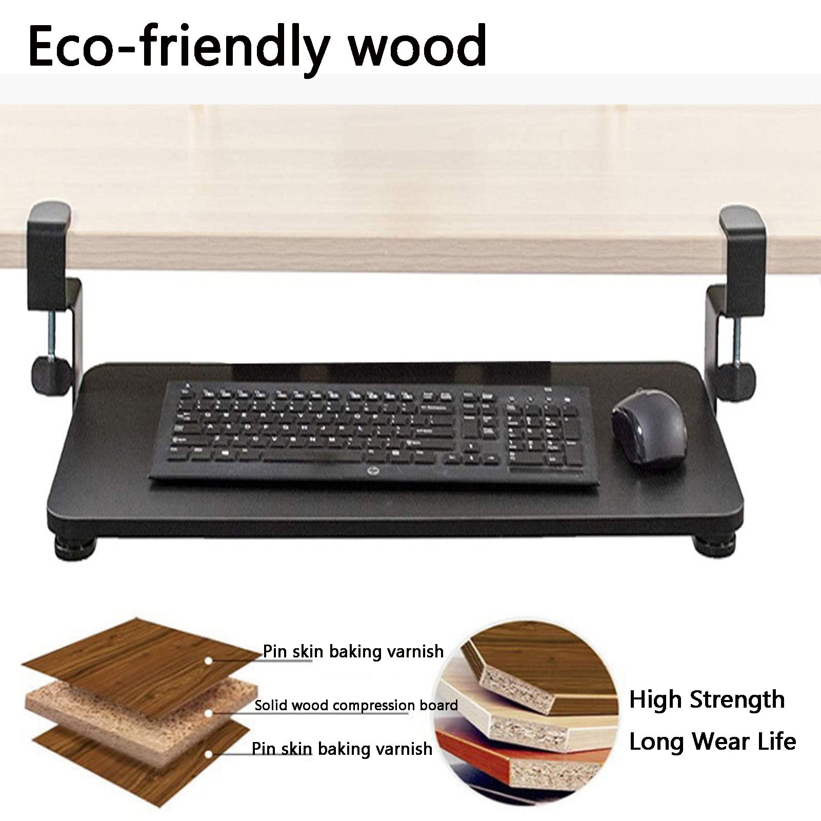 Houten Toetsenbordlade Onder Bureau - Schuifplatform Voor