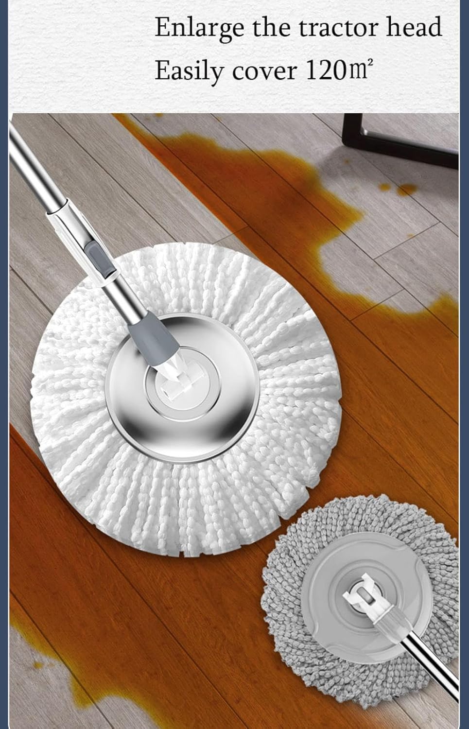 NIBHZ Mop and Bucket Set, Spin Mop for Cleaning Floors with Two Mop Heads, 1 x Mop, 3 x Mop Heads, 1 x Spin Bucket,A