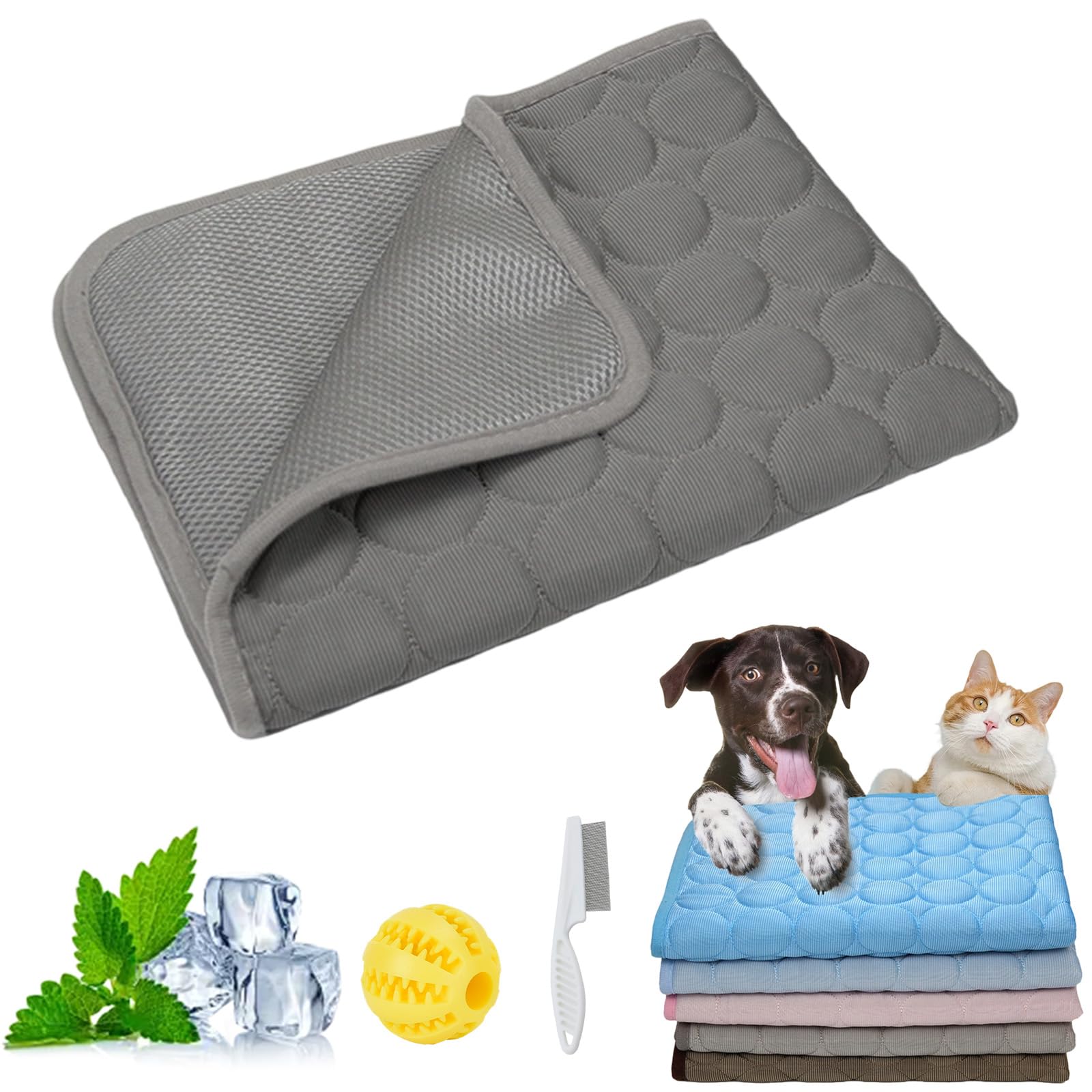 Snrtevu Chillpaws Cooling Mat, Reusable Dog Cool Mat, Self Cooling Pad, Internal Waterproof, Washable, Multiple Size Options, Great for Dogs Cats in Hot Summer (E,S)