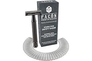 50 Blades, Facon Vintage Long Handle Double Edge Safety Razor, Platinum Japanese...