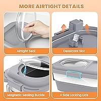 Vista 4 de Recipiente para almacenamiento de alimentos para perros de 25-28 libras, recipiente plegable para alimentos de perro, ruedas, asa, recipiente