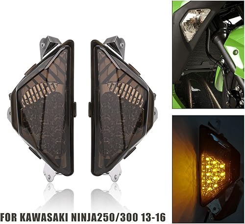 Vista 4 de Topteng Lámpara LED de señal de giro delantera para motocicleta compatible con KAWASAKI NINJA250 NINJA300 2013-2016, NINJA 400 2018-2021, NINJA 650