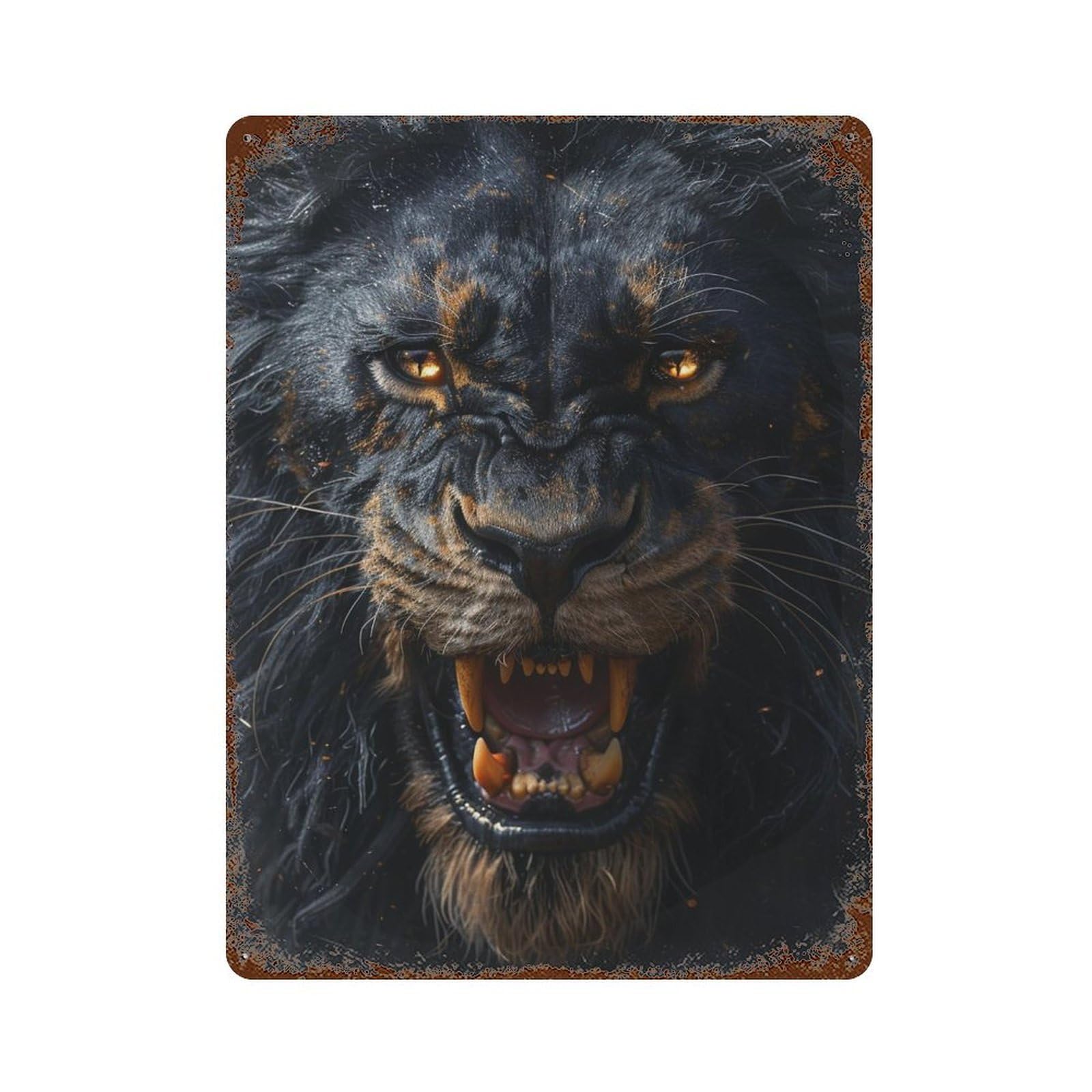 Black Lion Roar Sound Effect Retro Metal Sign 15.7"x11.8", Farmhouse Wall Decor for Garage, Pub Or Kitchen