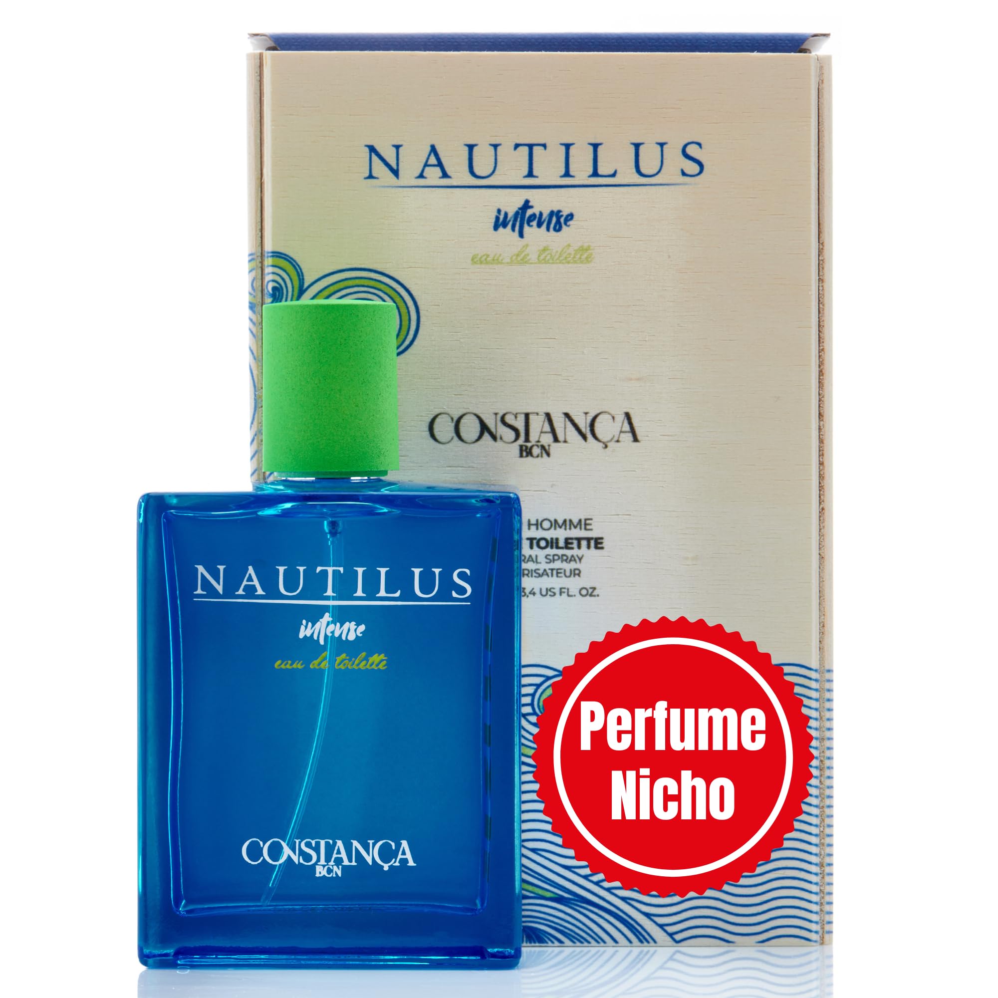 NAUTILUS INTENSE Colonia Hombre 100 ml Eau de Toilette Natural Spray con Notas Marinas Frescas Presentación Elegante en Caja de Madera Artesanal