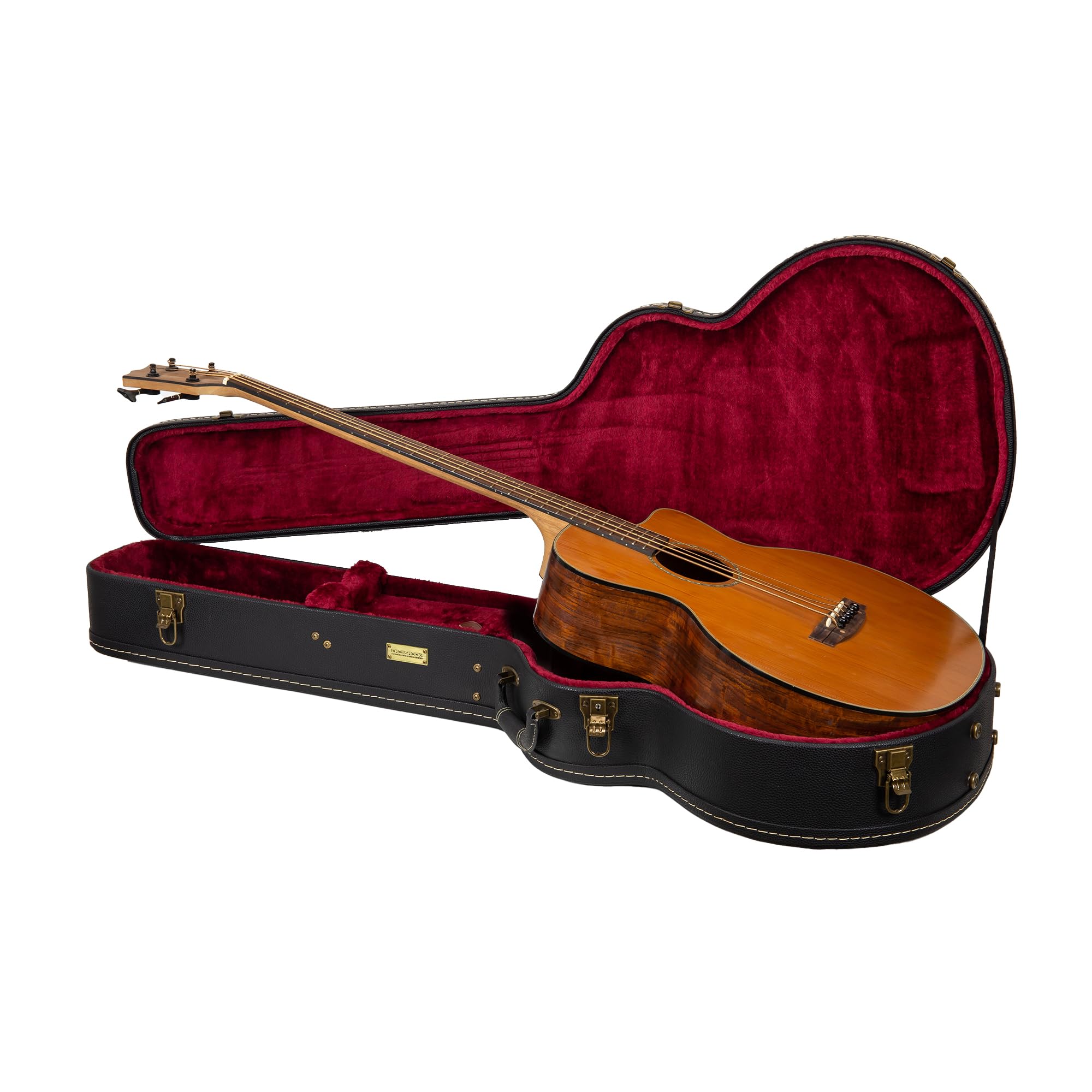 Crossrock Acoustic Bass Guitar Case -Vintage Hardware, Sponge Lining, Metal Feet, Storage Space-Black (CRW520ABBK)
