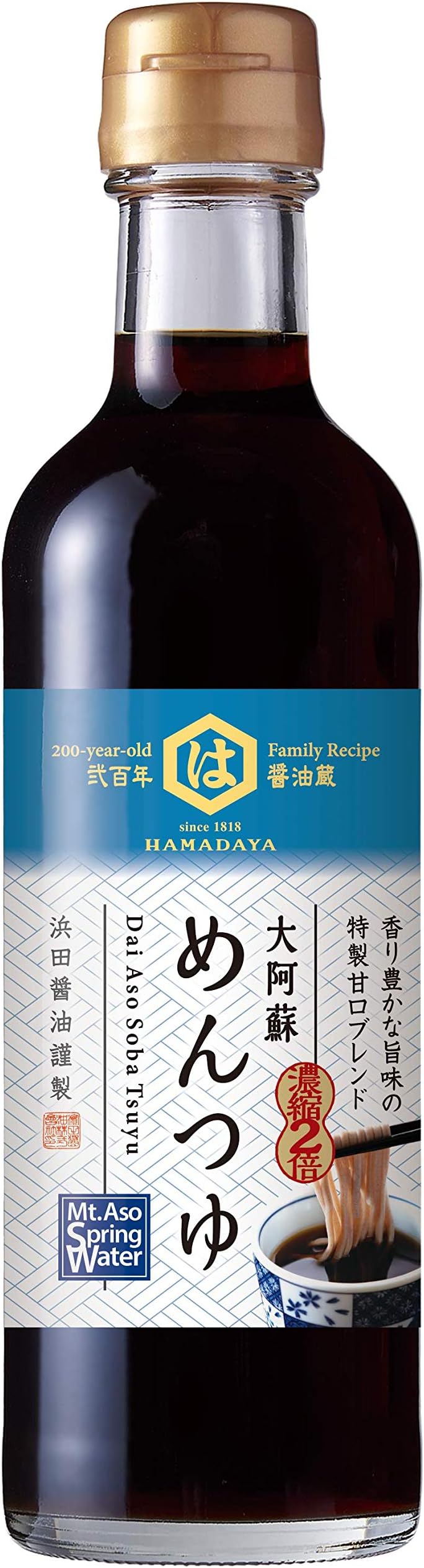 Hamadaya Soba Tsuyu 300ML | Japanese Dai Aso Stock | Rich Umami Flavours & Hint of Sweetness | Hotpots, Stew & Soup | Artisan Brewing Production over 200Yrs & 7th Generation | 300ML (Pack of 1)