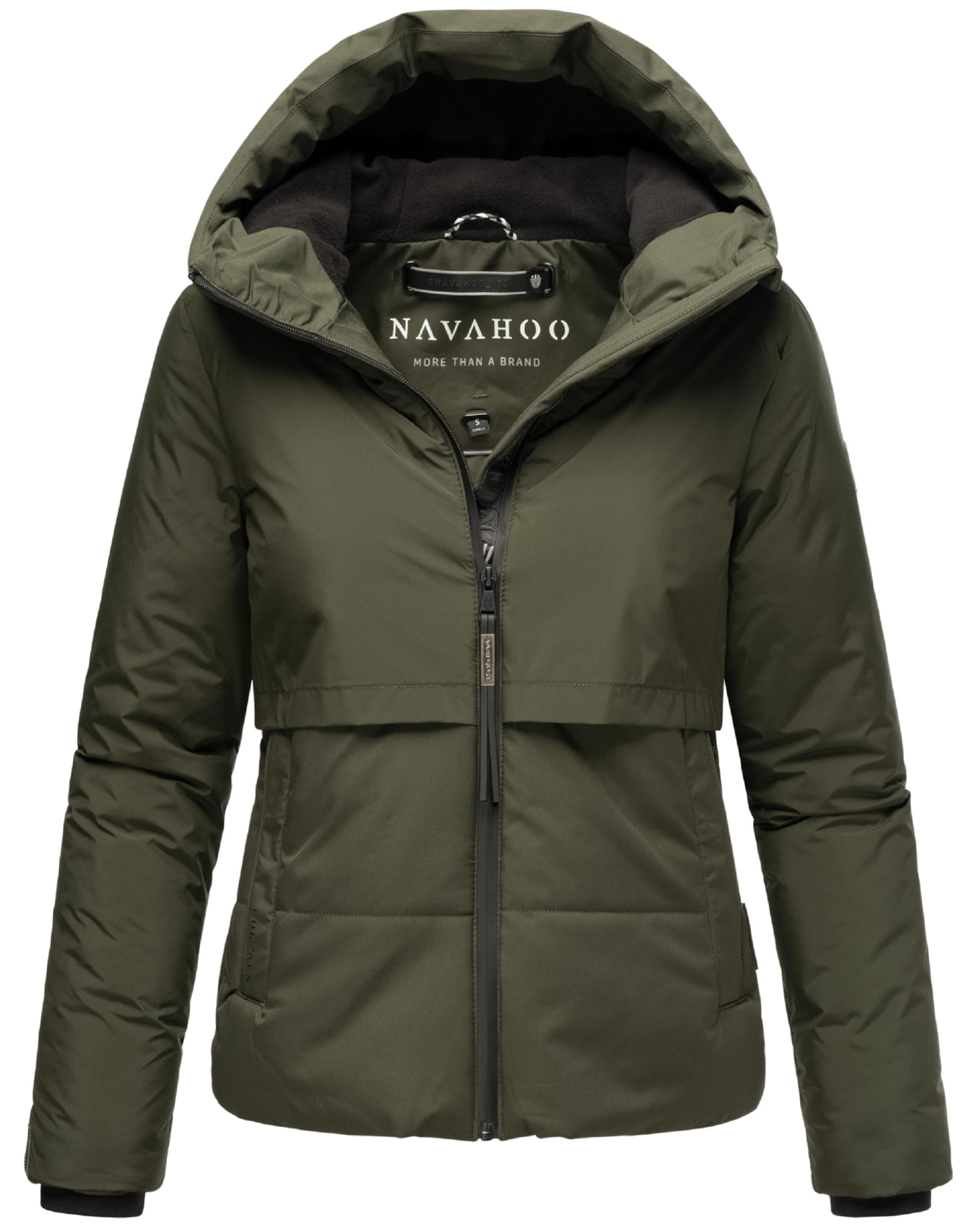 Navahoo Women's Dark Olive Winter Jacket Warm Quilted Jacket With Fleece Lining And Hood Love Chicks Xiv Xs-Xxl, Xs