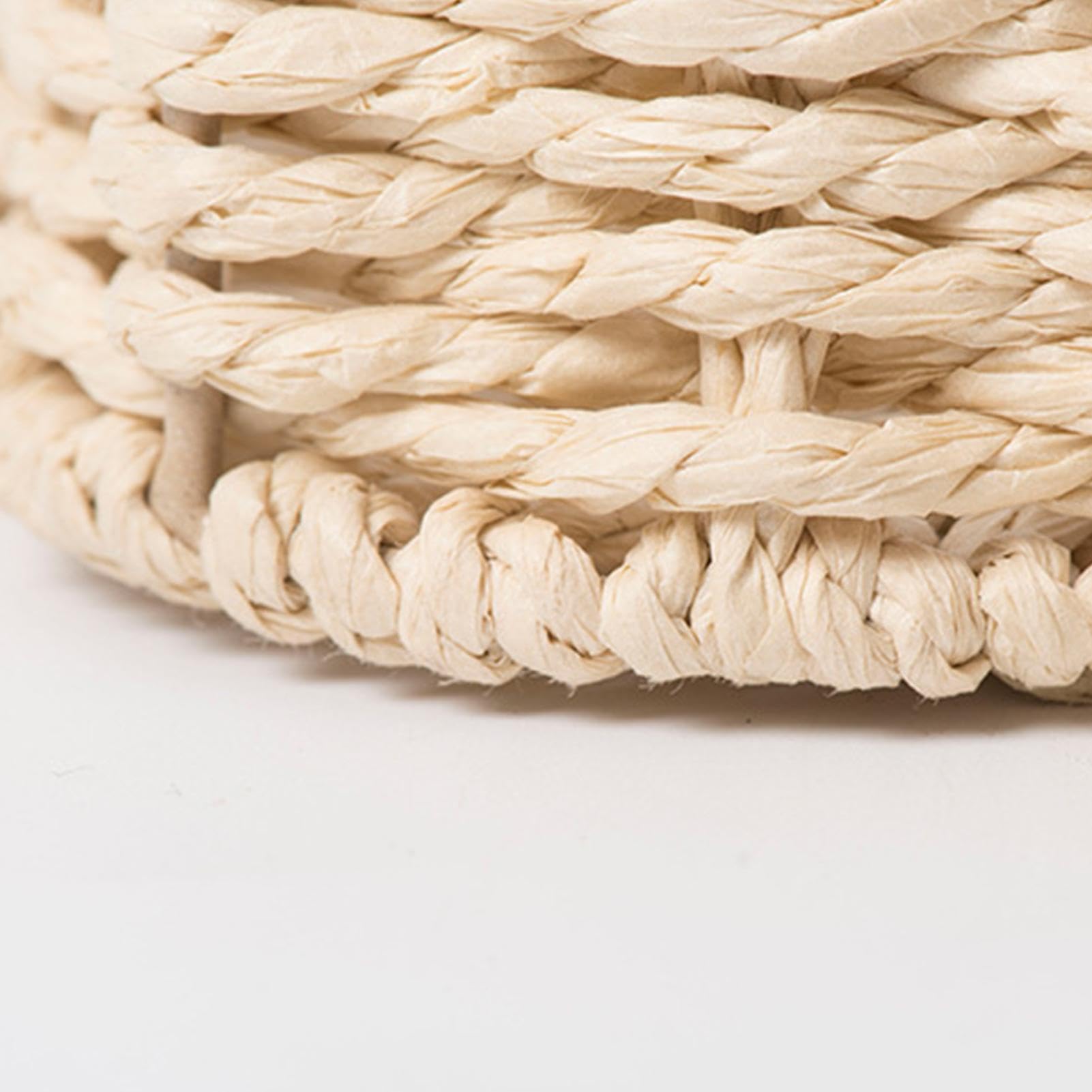 Cestino in rattan, Cestini di stoccaggio in , Cesto portaoggetti in rattan, Cestino smerlato intrecciato, Cestino intrecciato a mano, Cestino decorativo in corda di carta, Cesto portaoggetti