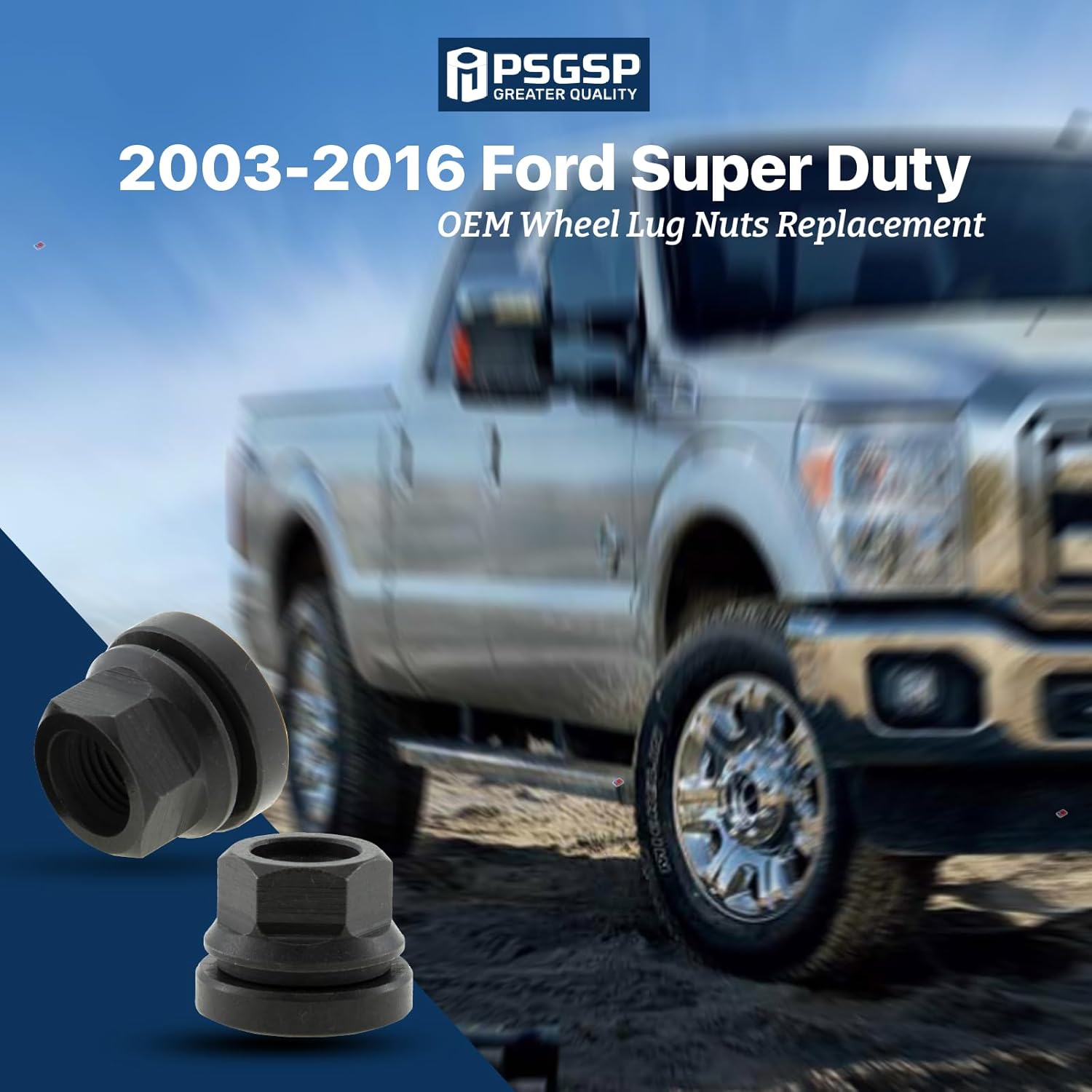 Black M14x1.5 Wheel Lug Nuts 16pcs for 2003-2016 Ford F250 F350 F450 F550, 2003-2019 F53, Two-Piece Flanged Flat Face OEM Style for Factory Wheels, Fit 2C2Z1012AA