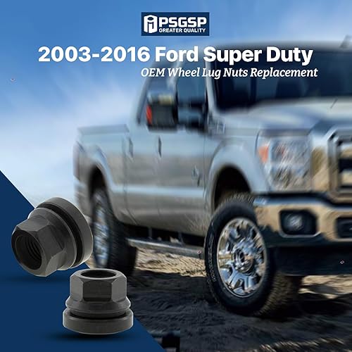 Miniatura 2 de Tuercas de rueda negras M14x1.5 4 piezas para Ford F250 F350 F450 F550 2003-2019, 2003-2019 F53, estilo OEM de cara plana con bridas de dos piezas